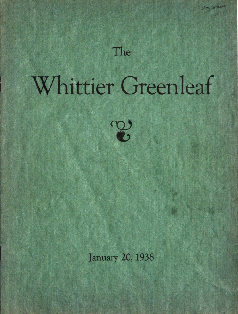 1938 Whittier Junior High Yearbook